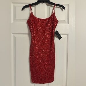 Glamorous Red Sequin Mini Dress